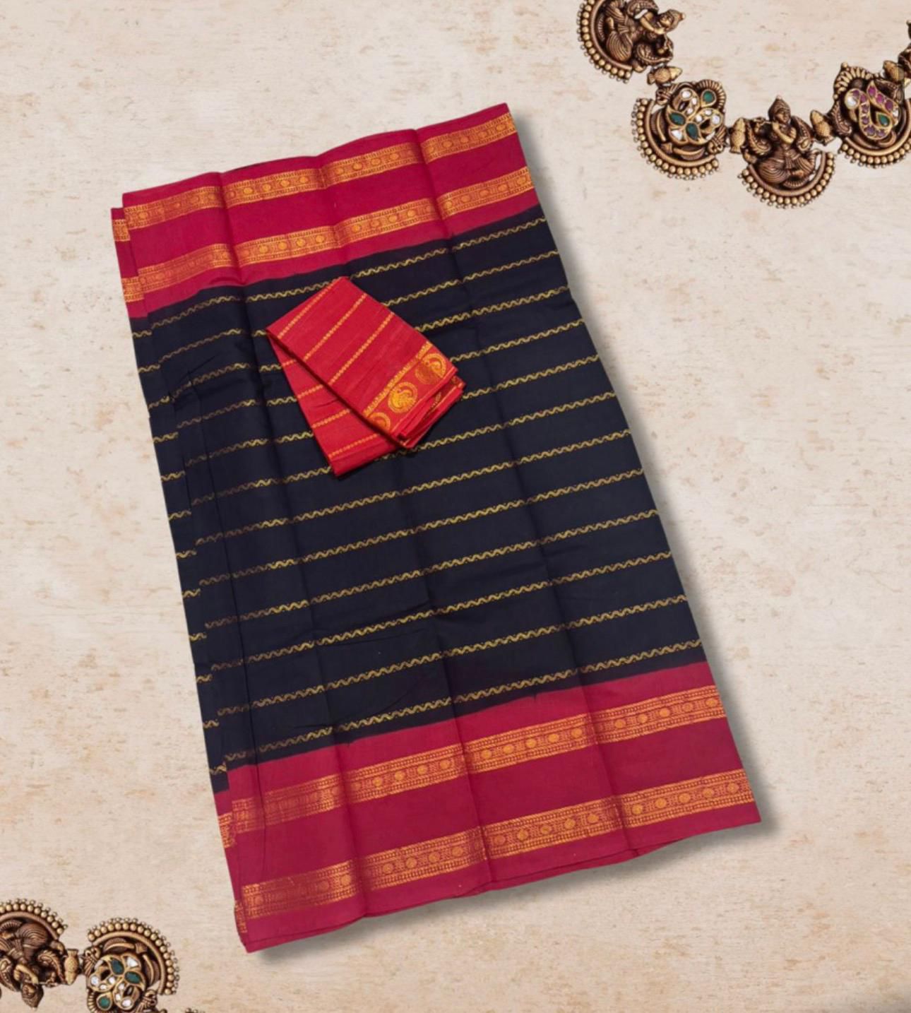 Gold Chain Sungudi Saree